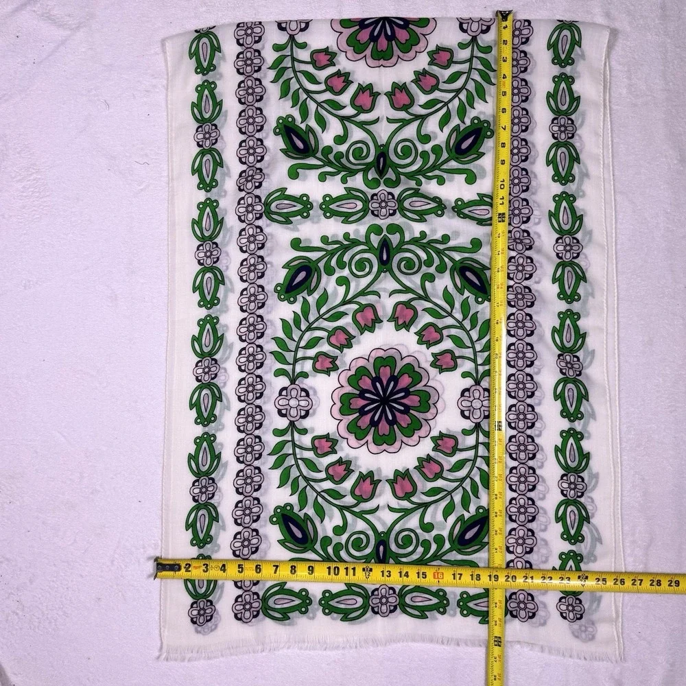 Tory Burch XL Hicks Garden Party Linen Shift Dress Matching Scarf Wrap Set Mod
